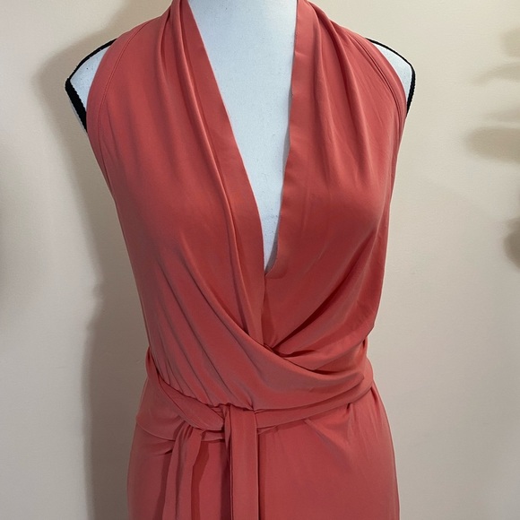 Norma Kamali Boho Halter Coral Pink Jumpsuit Playsuit Romper size Large NWT - Picture 4 of 12